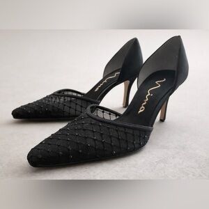 Nina Elegant Black Mesh Heels